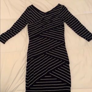 Vince Camino navy and gray striped dress